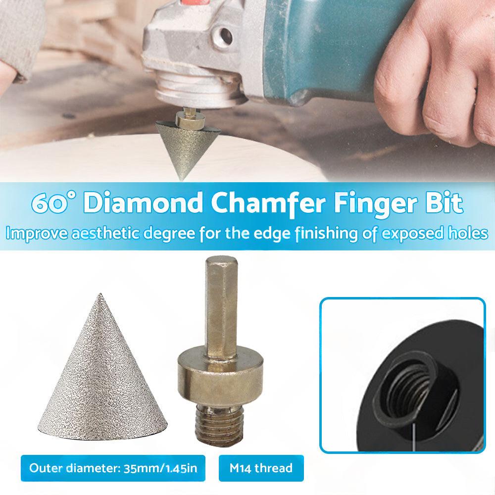 1 Pcs 35mm Diamond Chamfer Finger Bit Ceramic Tile Milling Cone Bit Cut.