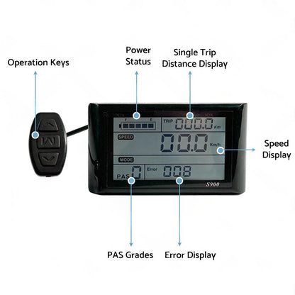 Ebike S900 LCD Displays Control Electric Bicycle Speed Meter Speedometer.