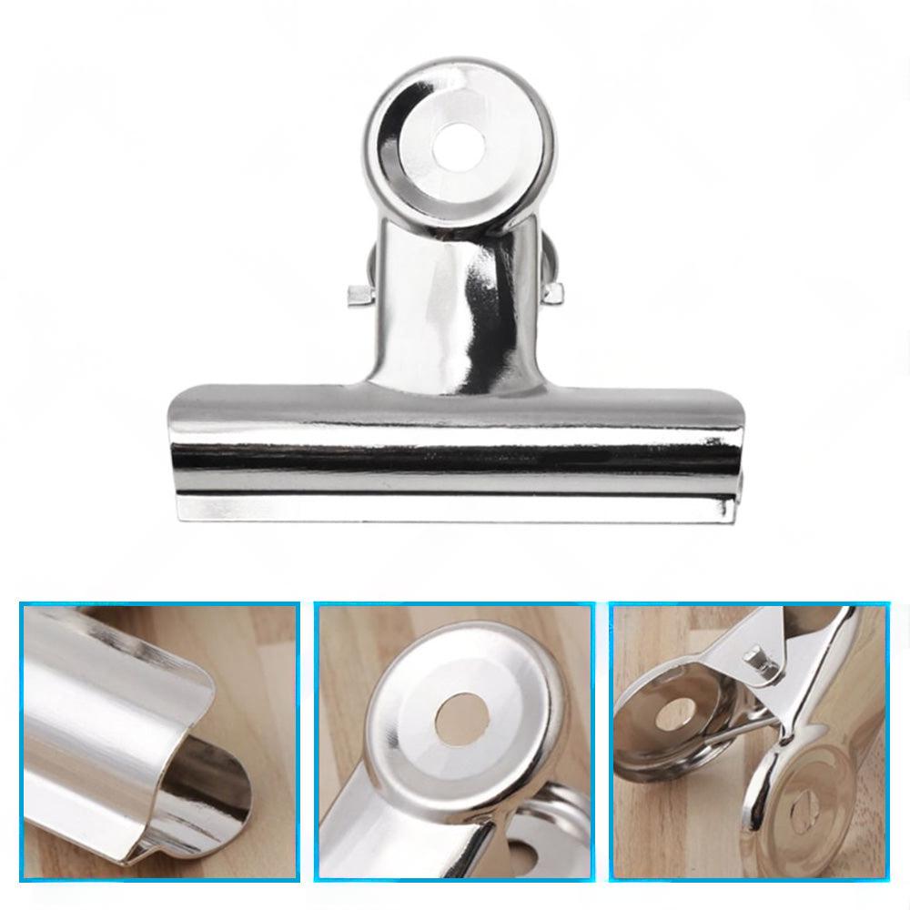 6/12PCS Stainless Steel Bulldog Paper Clip Metal Office Binder Grip Clamp 75mm.