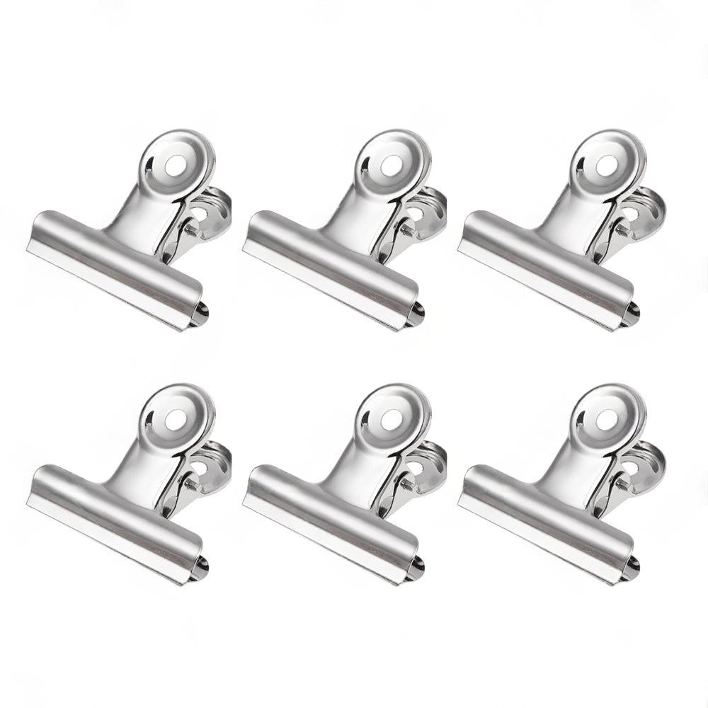6/12PCS Stainless Steel Bulldog Paper Clip Metal Office Binder Grip Clamp 75mm.