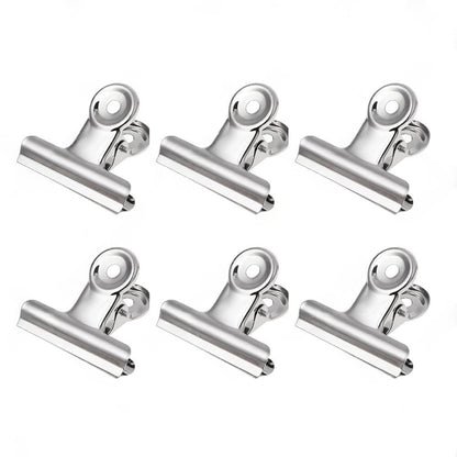 6/12PCS Stainless Steel Bulldog Paper Clip Metal Office Binder Grip Clamp 75mm.