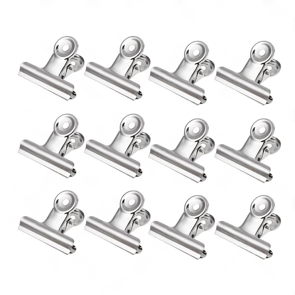 6/12PCS Stainless Steel Bulldog Paper Clip Metal Office Binder Grip Clamp 75mm.