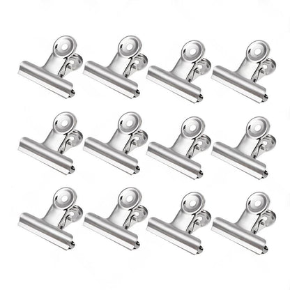 6/12PCS Stainless Steel Bulldog Paper Clip Metal Office Binder Grip Clamp 75mm.