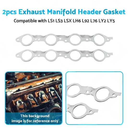 2PCS Exhaust Manifold Gasket Multi-Layer Steel Header Suitable For LS1 LS3 LSX.