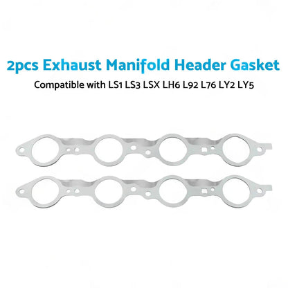 2PCS Exhaust Manifold Gasket Multi-Layer Steel Header Suitable For LS1 LS3 LSX.