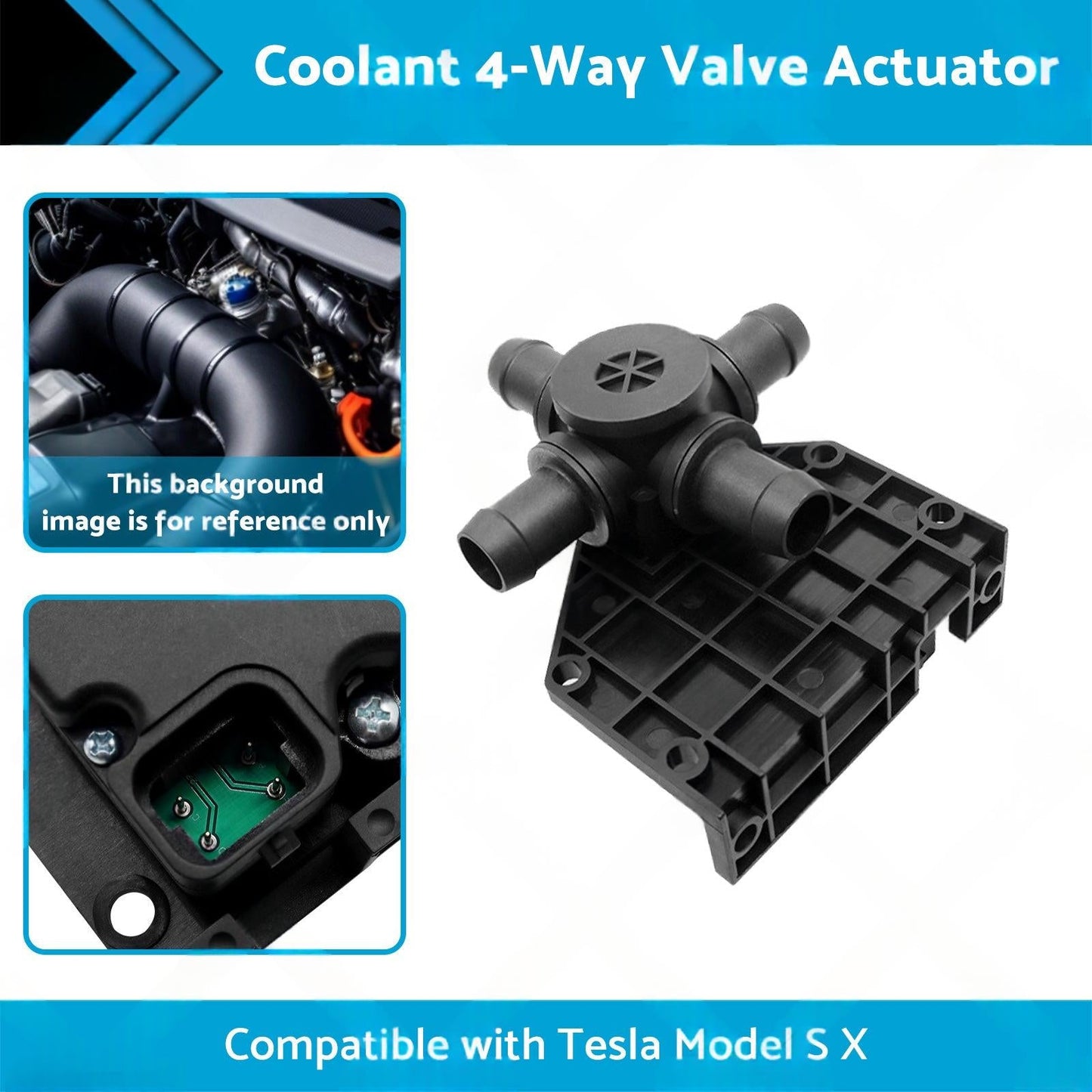 Coolant 4-Way Valve Actuator Suitable for 2012-2017 Tesla Model S X 6007370-00-B.