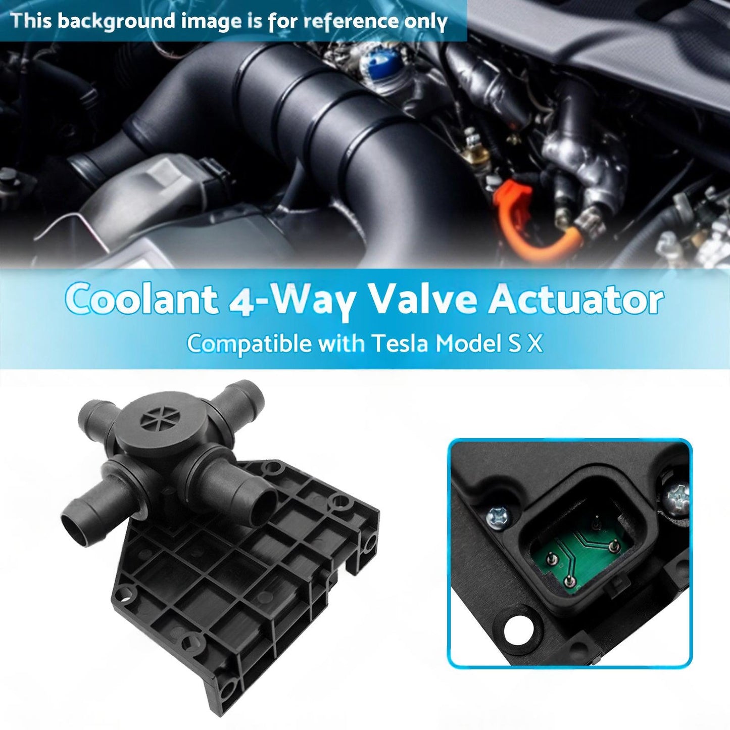 Coolant 4-Way Valve Actuator Suitable for 2012-2017 Tesla Model S X 6007370-00-B.
