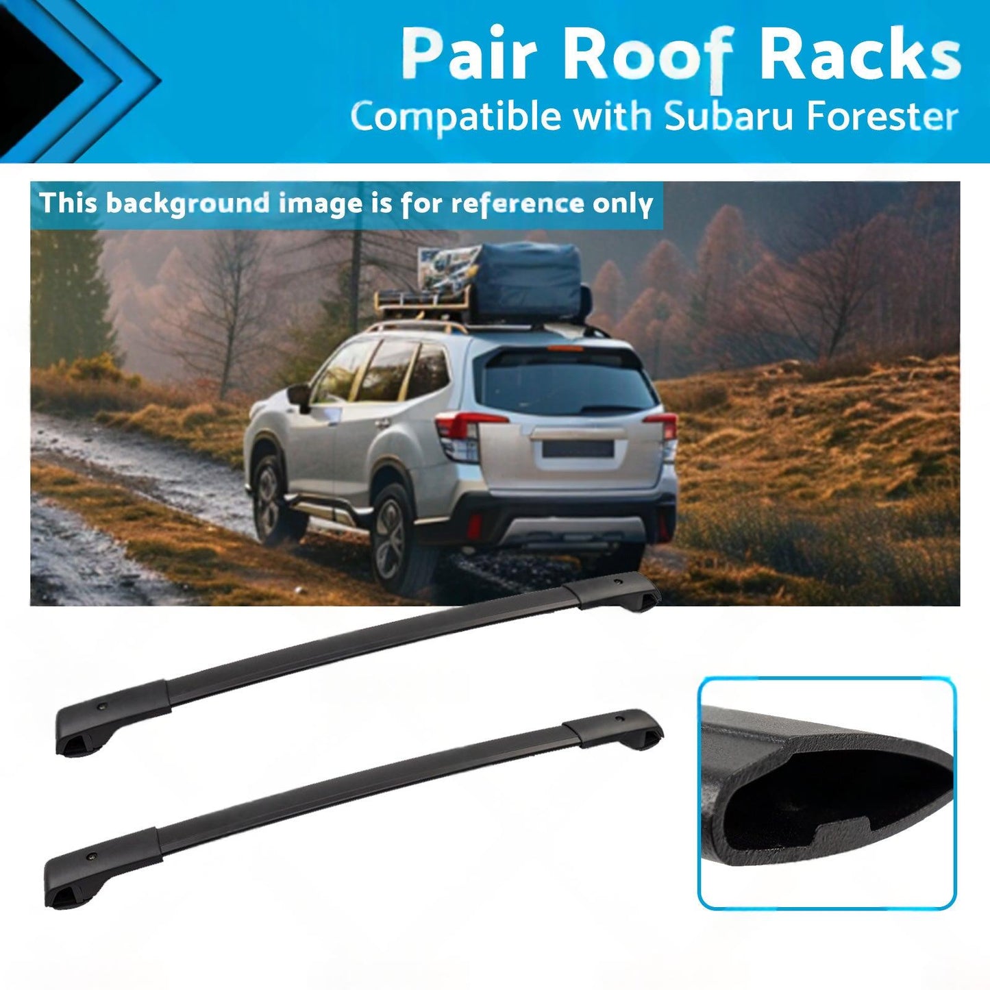 Pair Balck Roof Racks Cross Bars Suitable For Subaru Forester 2008-2021.