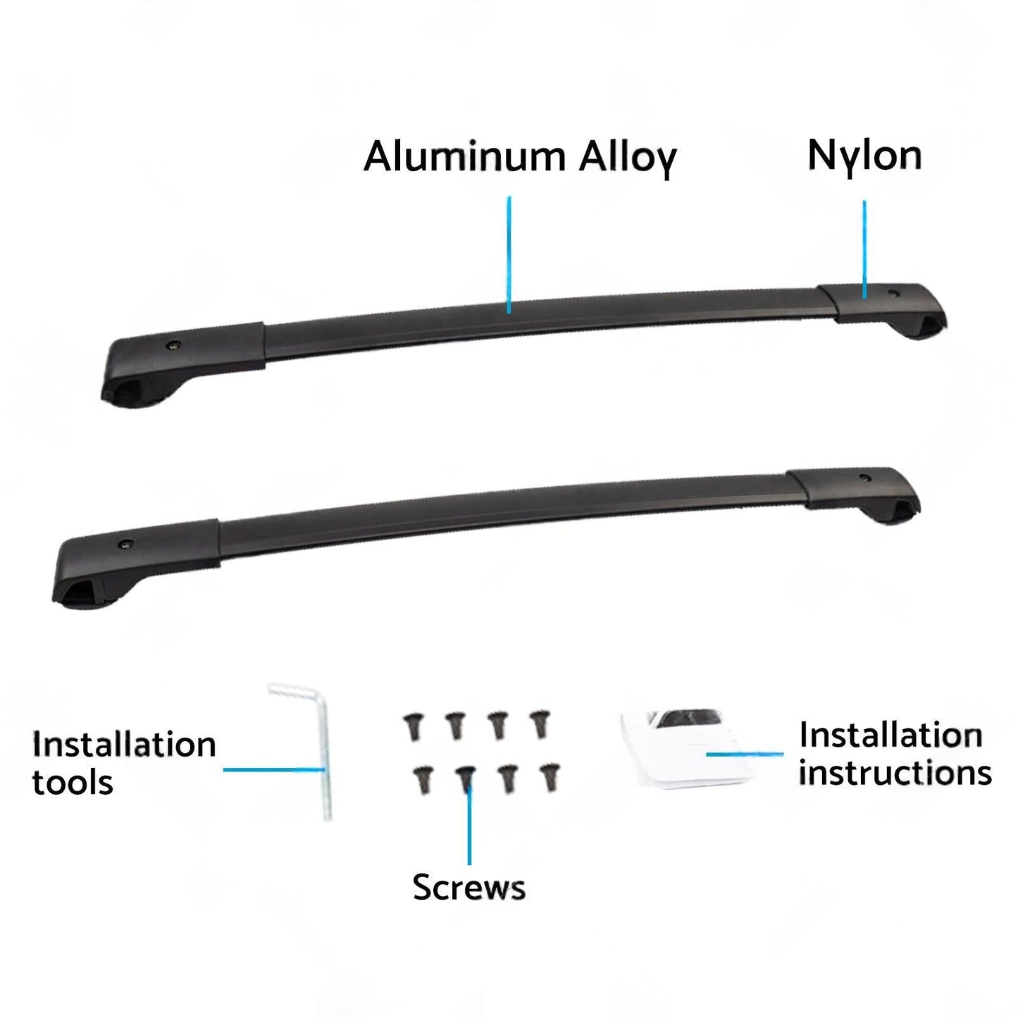Pair Balck Roof Racks Cross Bars Suitable For Subaru Forester 2008-2021.