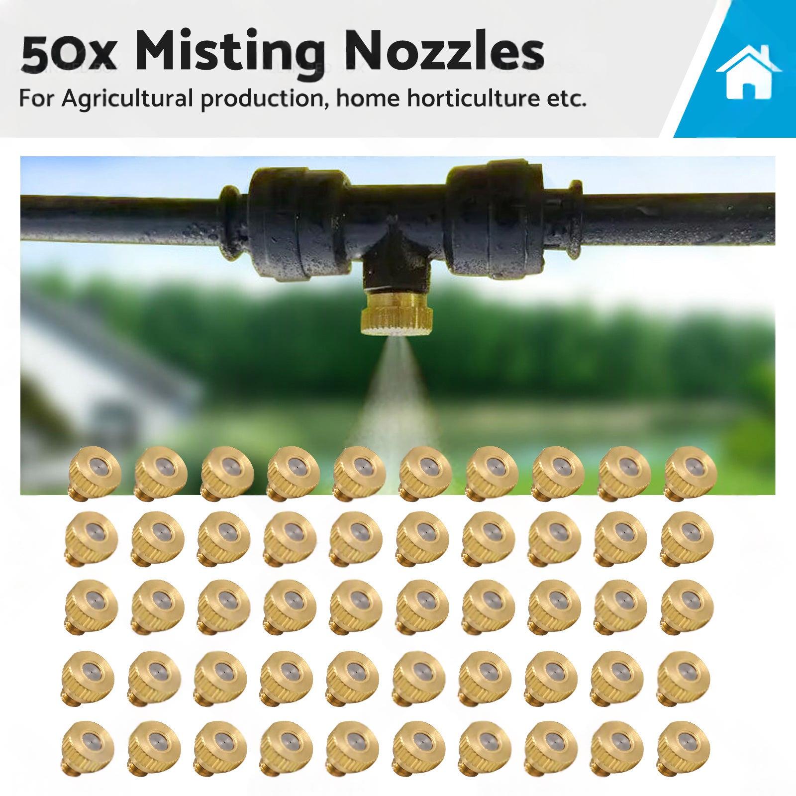 50x Brass Misting Nozzles 0.024 inch Suitable For Cooling System Water Mister Sprinkle.