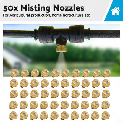 50x Brass Misting Nozzles 0.024 inch Suitable For Cooling System Water Mister Sprinkle.