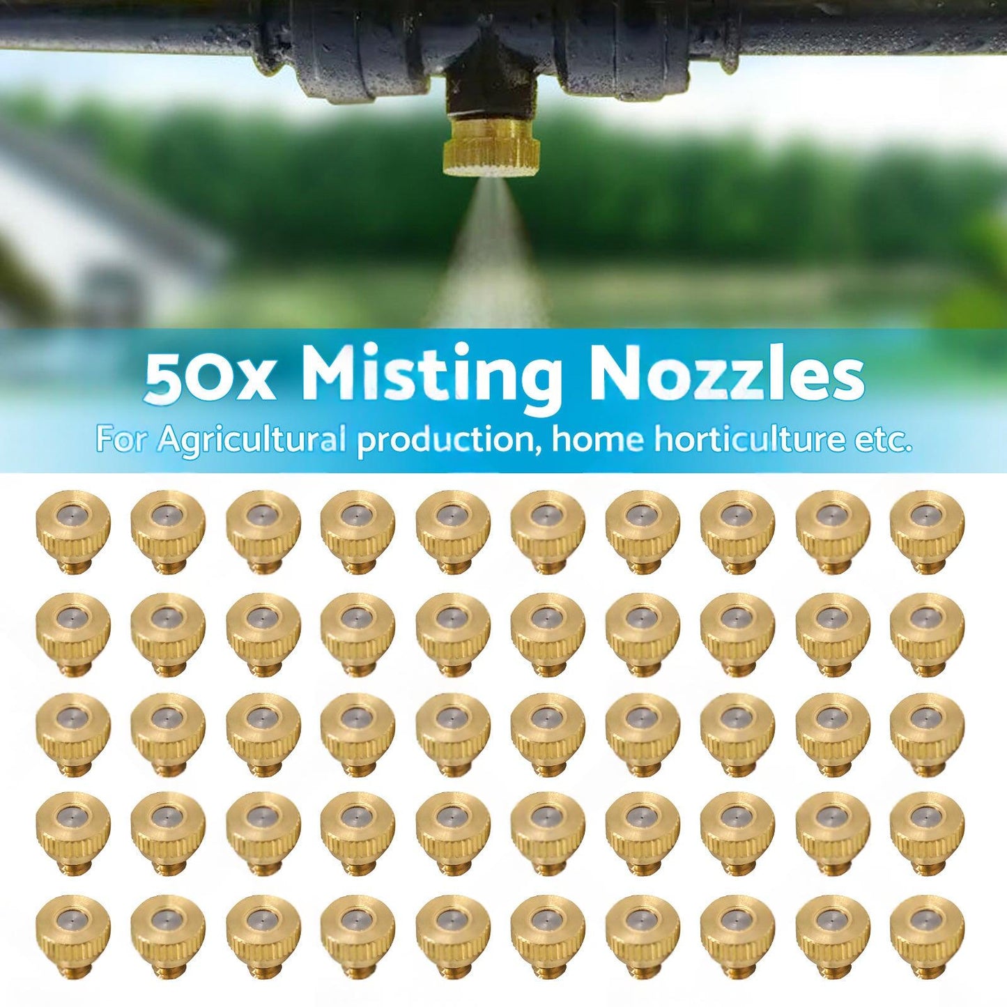 50x Brass Misting Nozzles 0.024 inch Suitable For Cooling System Water Mister Sprinkle.