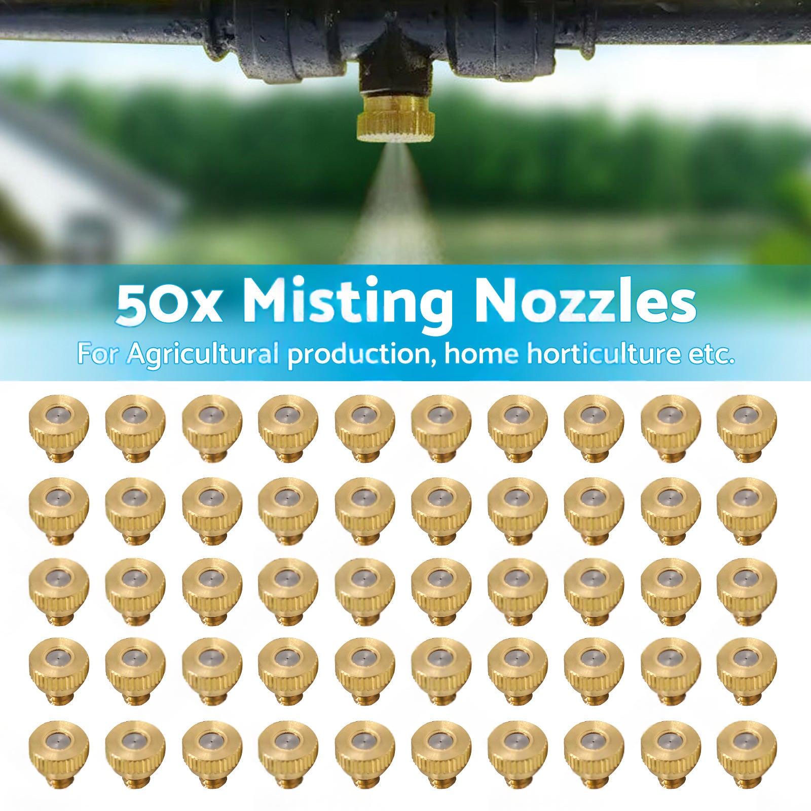 50x Brass Misting Nozzles 0.024 inch Suitable For Cooling System Water Mister Sprinkle.