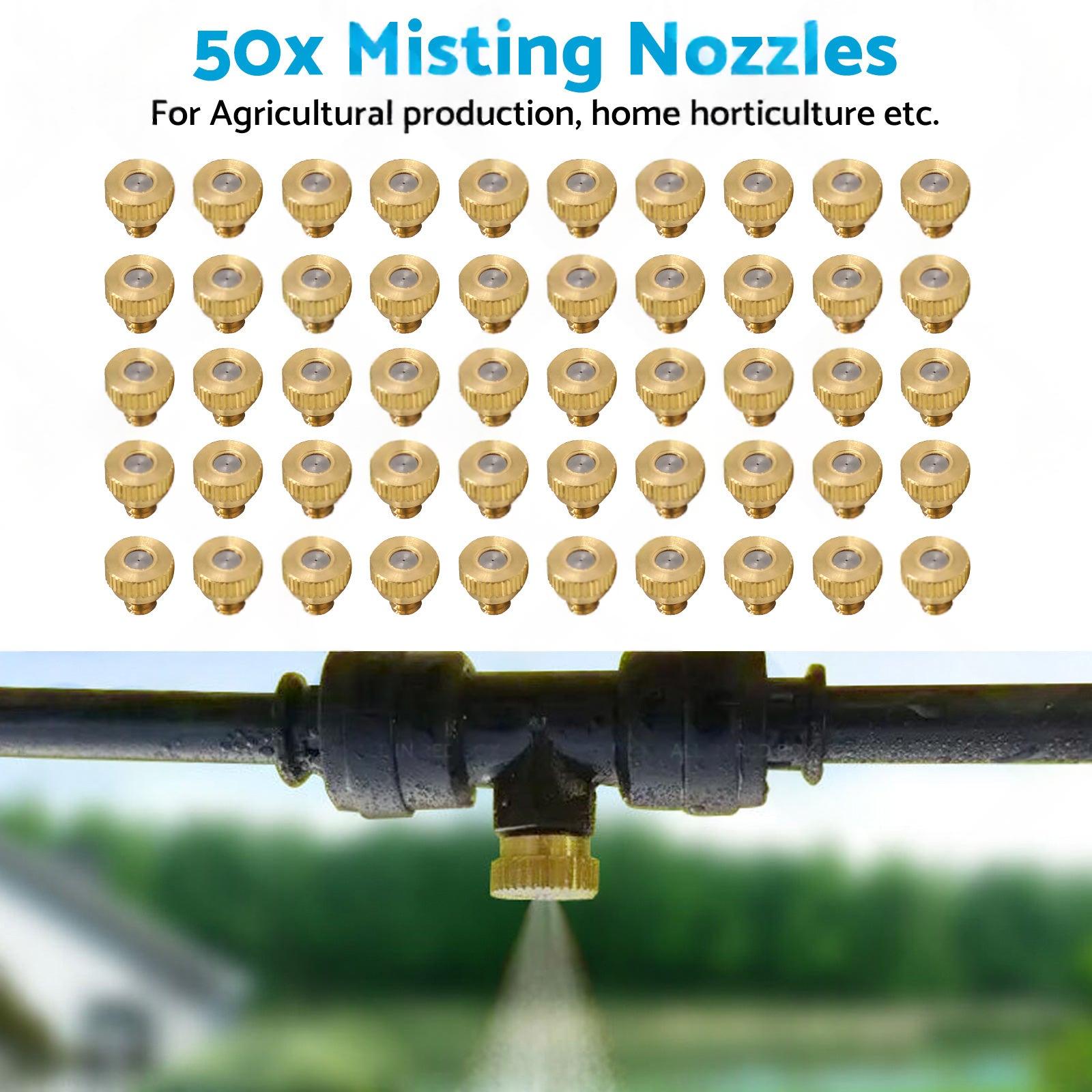 50x Brass Misting Nozzles 0.024 inch Suitable For Cooling System Water Mister Sprinkle.