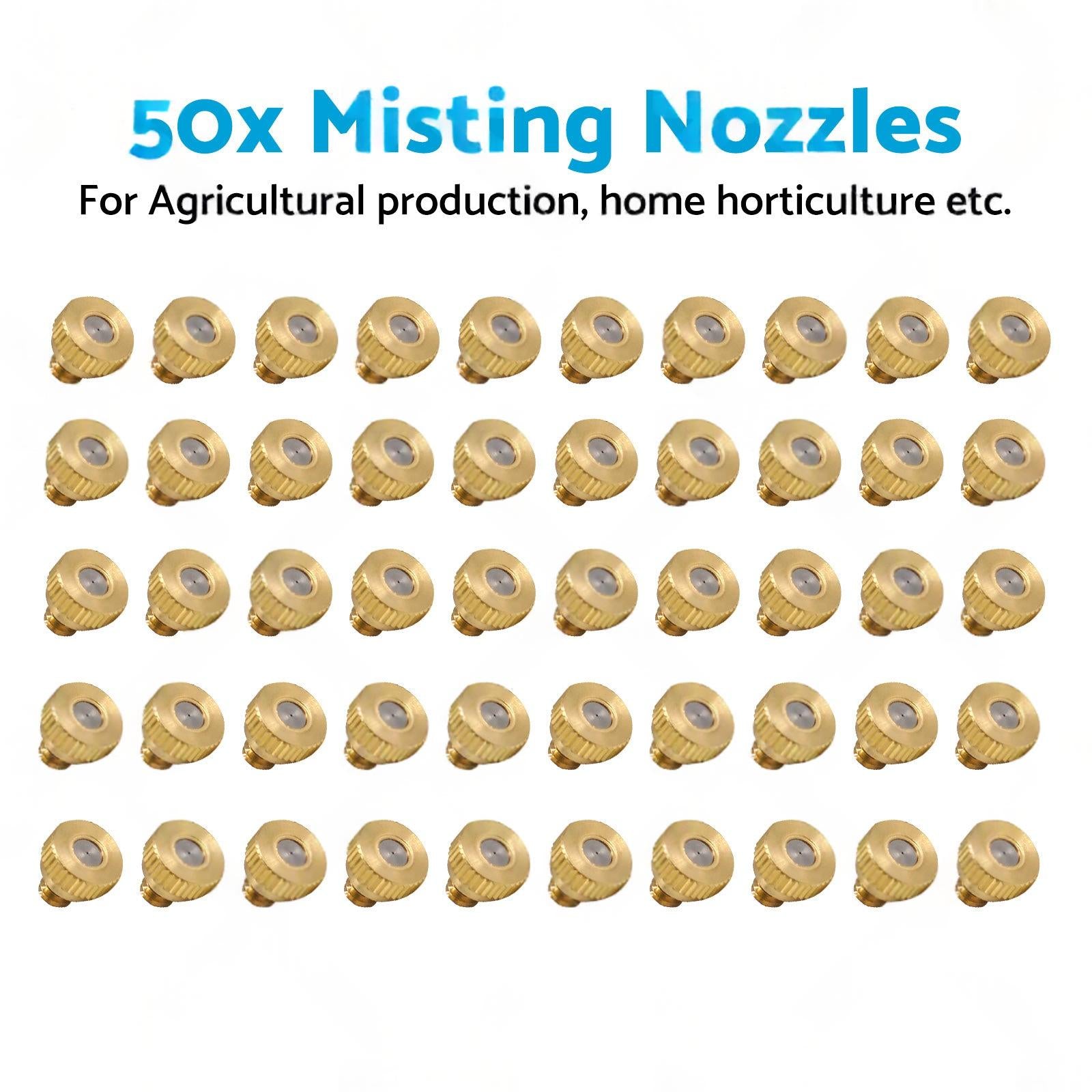 50x Brass Misting Nozzles 0.024 inch Suitable For Cooling System Water Mister Sprinkle.