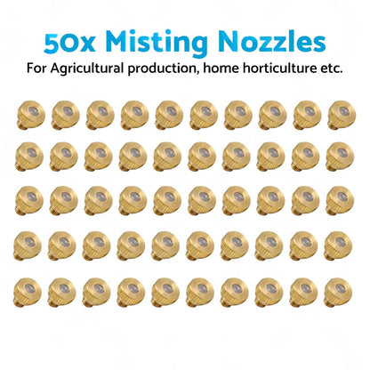 50x Brass Misting Nozzles 0.024 inch Suitable For Cooling System Water Mister Sprinkle.
