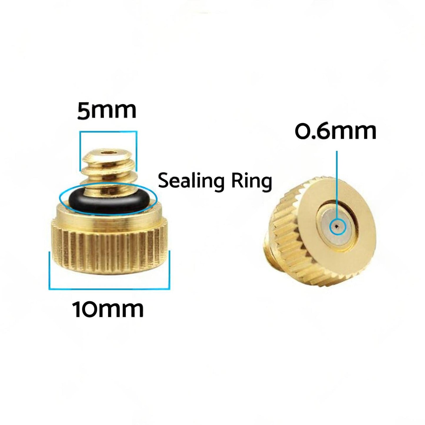50x Brass Misting Nozzles 0.024 inch Suitable For Cooling System Water Mister Sprinkle.