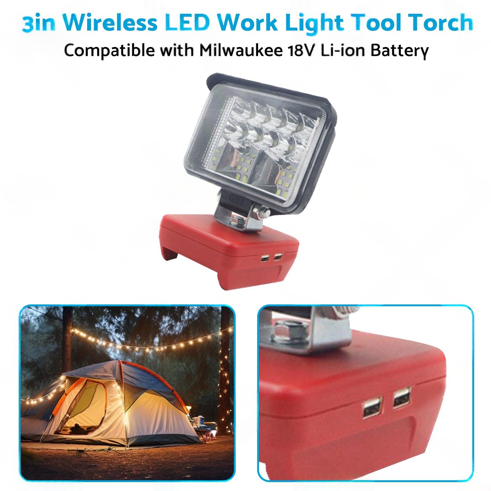 3in Wireless LED Work Light Torch Suitable For Milwaukee 18V Li-ion Battery.