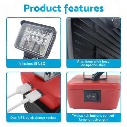 3in Wireless LED Work Light Torch Suitable For Milwaukee 18V Li-ion Battery.