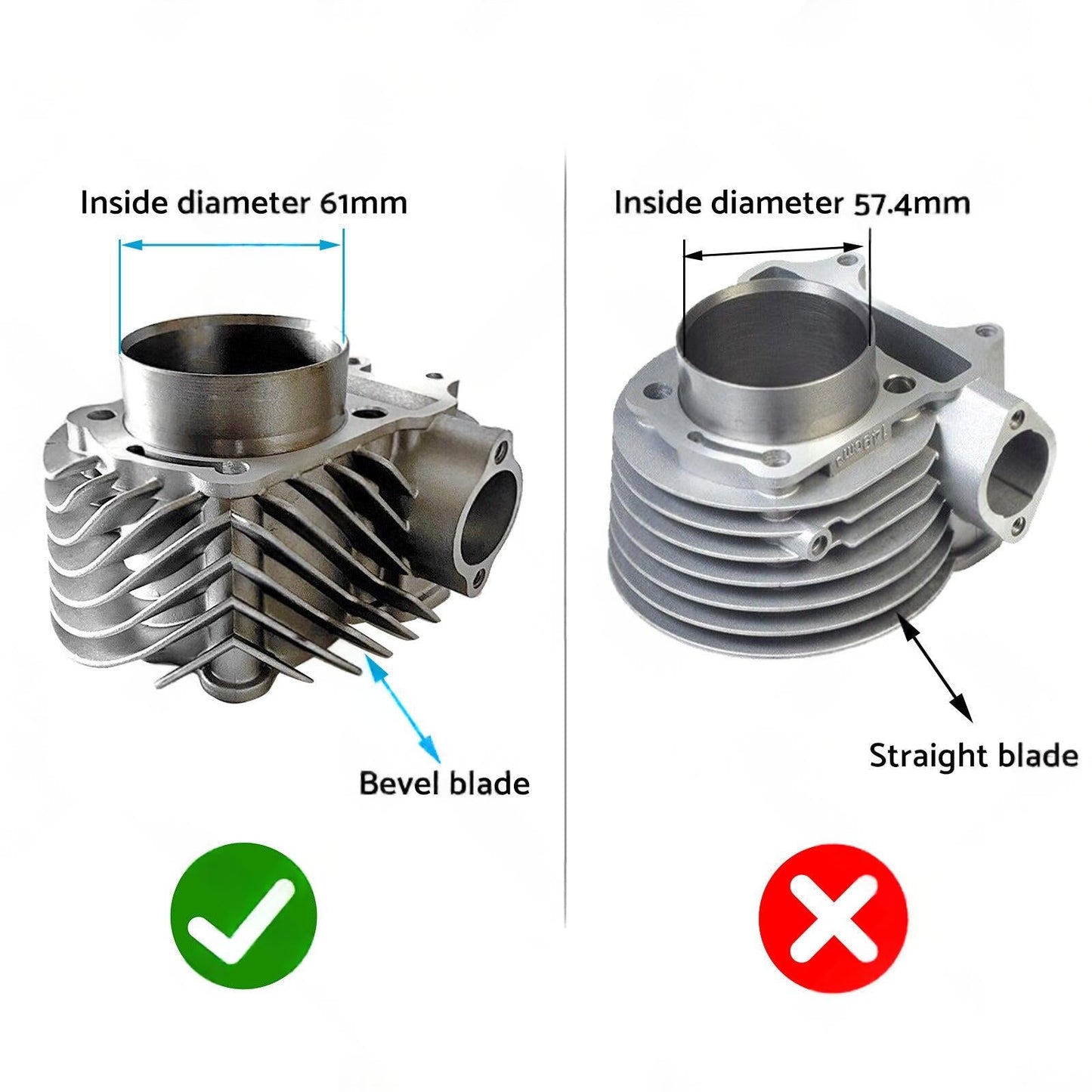 61mm Bore Cylinder Upgrade Kit with Piston & Gasket Suitable For GY6 172cc / 180cc Motor.