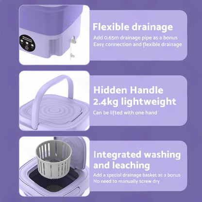8L Foldable Portable Washing Machine with 3 Modes Deep Cleaning Automatic Washer 240V.