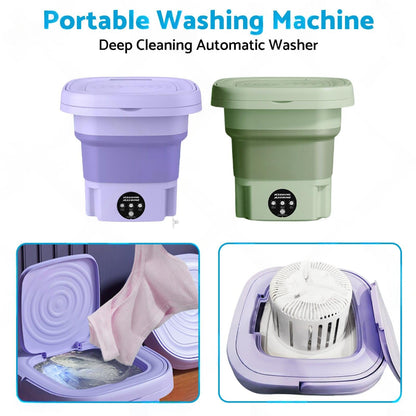 8L Foldable Portable Washing Machine with 3 Modes Deep Cleaning Automatic Washer 240V.