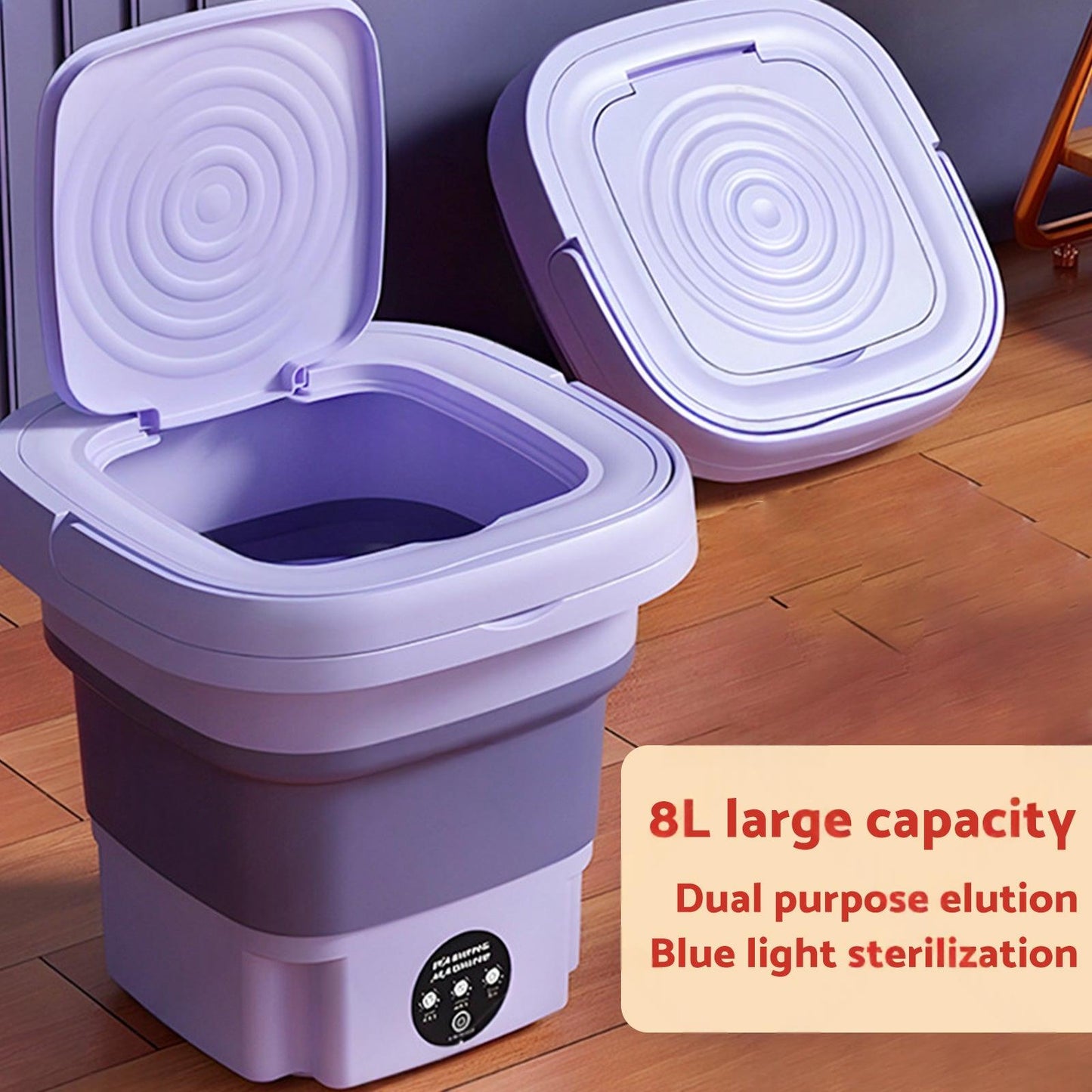8L Foldable Portable Washing Machine with 3 Modes Deep Cleaning Automatic Washer 240V.