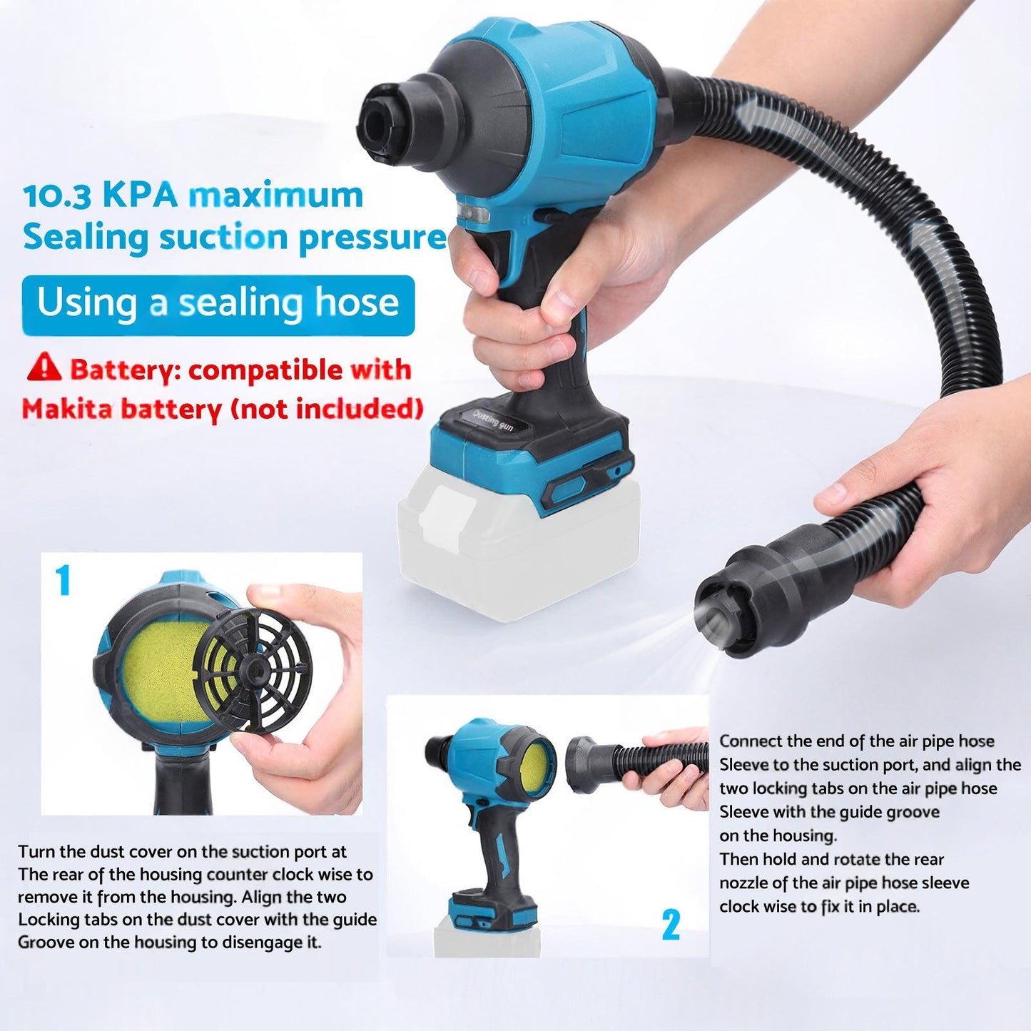 For Makita 18V Battery Cordless Air Duster Dust Blower Inflator Vacuum Cleaner.