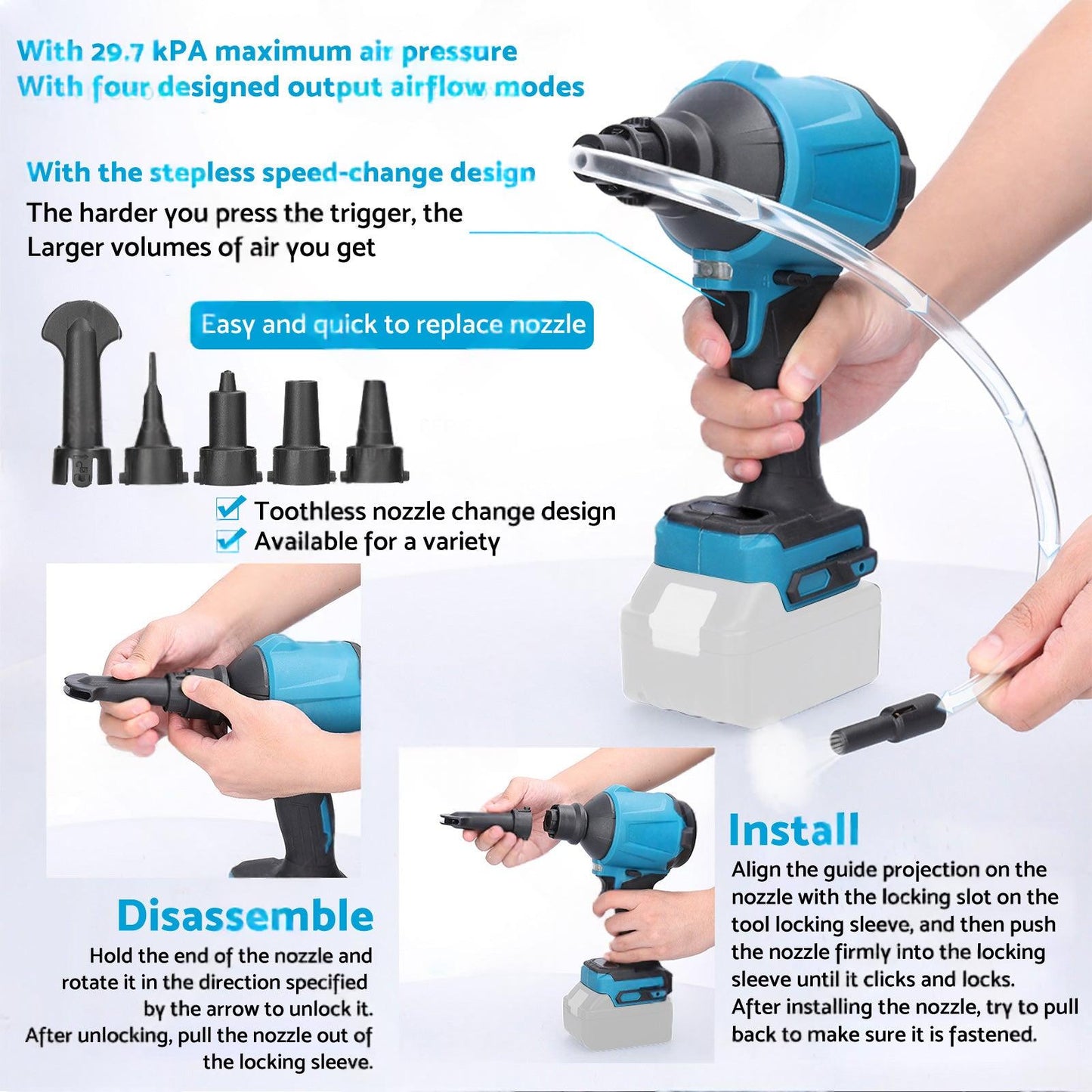 For Makita 18V Battery Cordless Air Duster Dust Blower Inflator Vacuum Cleaner.