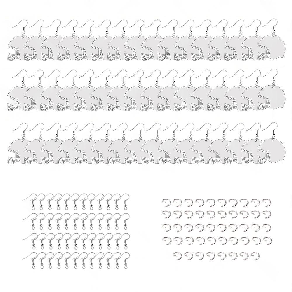 48PCS Sublimation Helmet Earring Blank MDF Double-Sided w  Hook and Jump Ring.