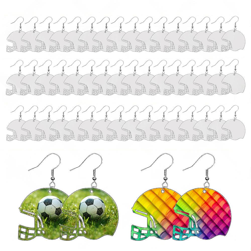 48PCS Sublimation Helmet Earring Blank MDF Double-Sided w  Hook and Jump Ring.