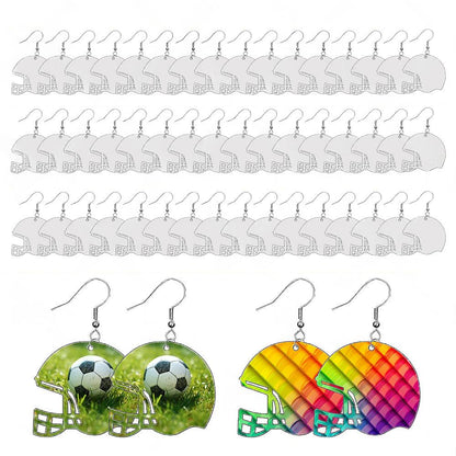 48PCS Sublimation Helmet Earring Blank MDF Double-Sided w  Hook and Jump Ring.