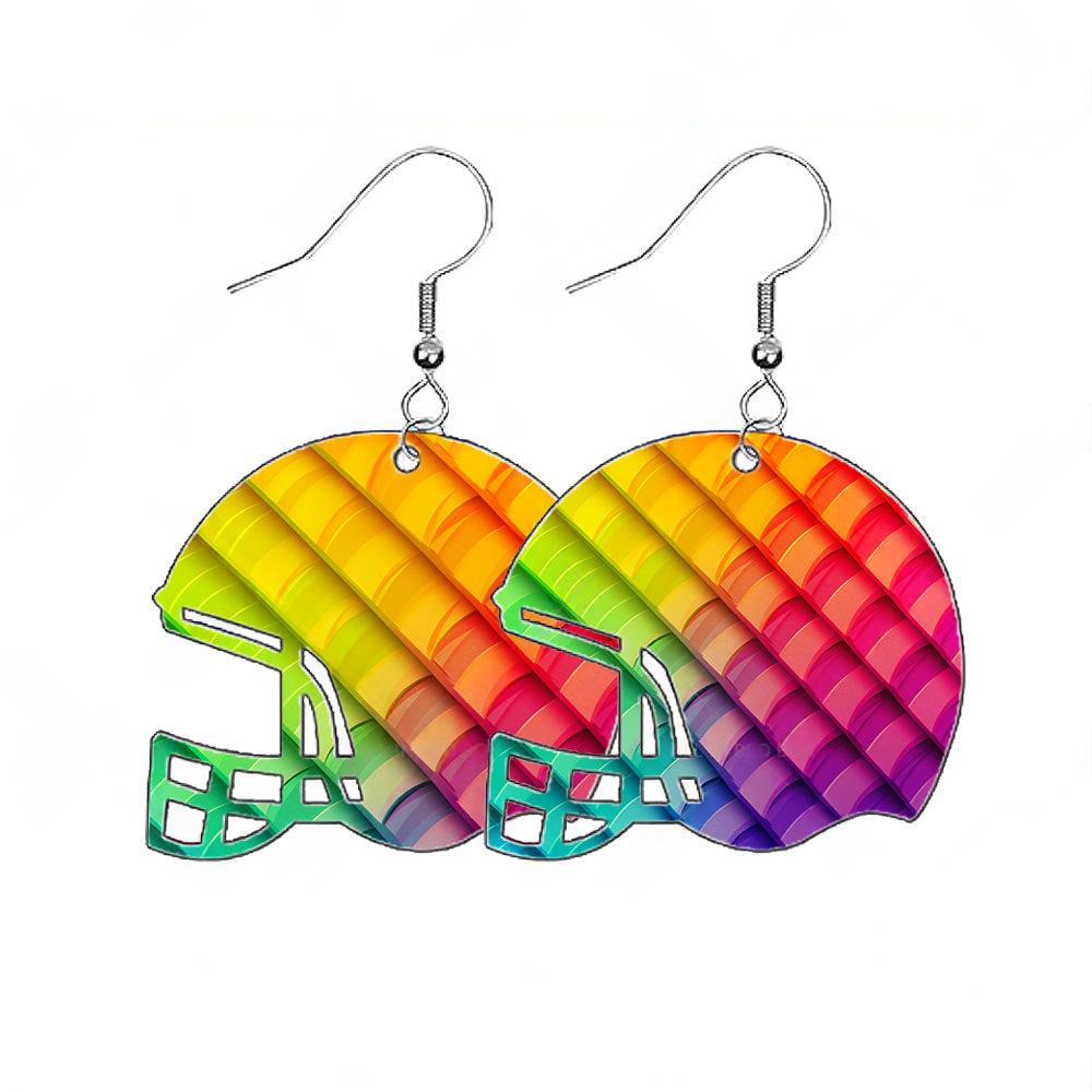 48PCS Sublimation Helmet Earring Blank MDF Double-Sided w  Hook and Jump Ring.