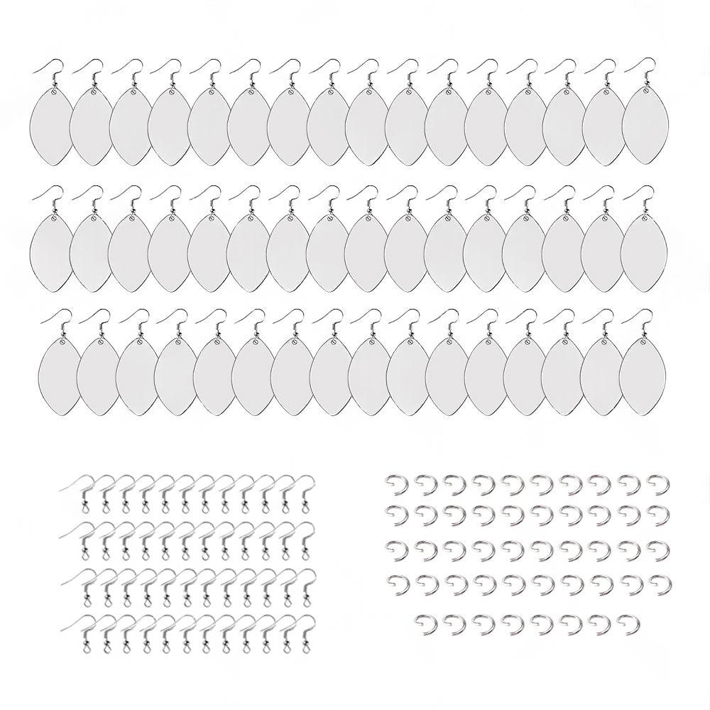 48PCS Sublimation Blank MDF Rugby Earring Double-Sided w  Hook and Jump Ring DIY.