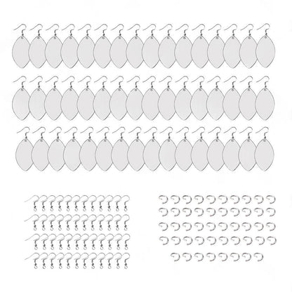 48PCS Sublimation Blank MDF Rugby Earring Double-Sided w  Hook and Jump Ring DIY.