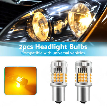 2PCS BA15S 1156 P21W LED Turn Signal Indicator Bulb Globe Amber No Hyper Flash.