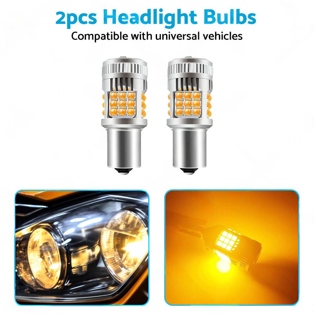 2PCS BA15S 1156 P21W LED Turn Signal Indicator Bulb Globe Amber No Hyper Flash.