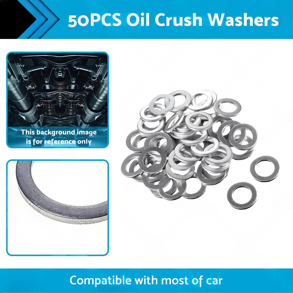 50PCS Car Engine Oil Crush Washers Drain Plug Gaskets ID 14mm , OD 22mm Aluminum.