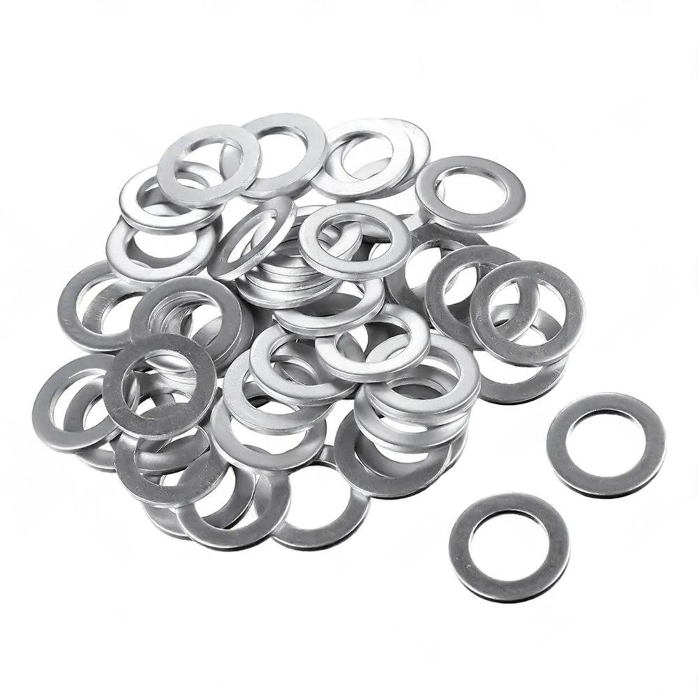 50PCS Car Engine Oil Crush Washers Drain Plug Gaskets ID 14mm , OD 22mm Aluminum.