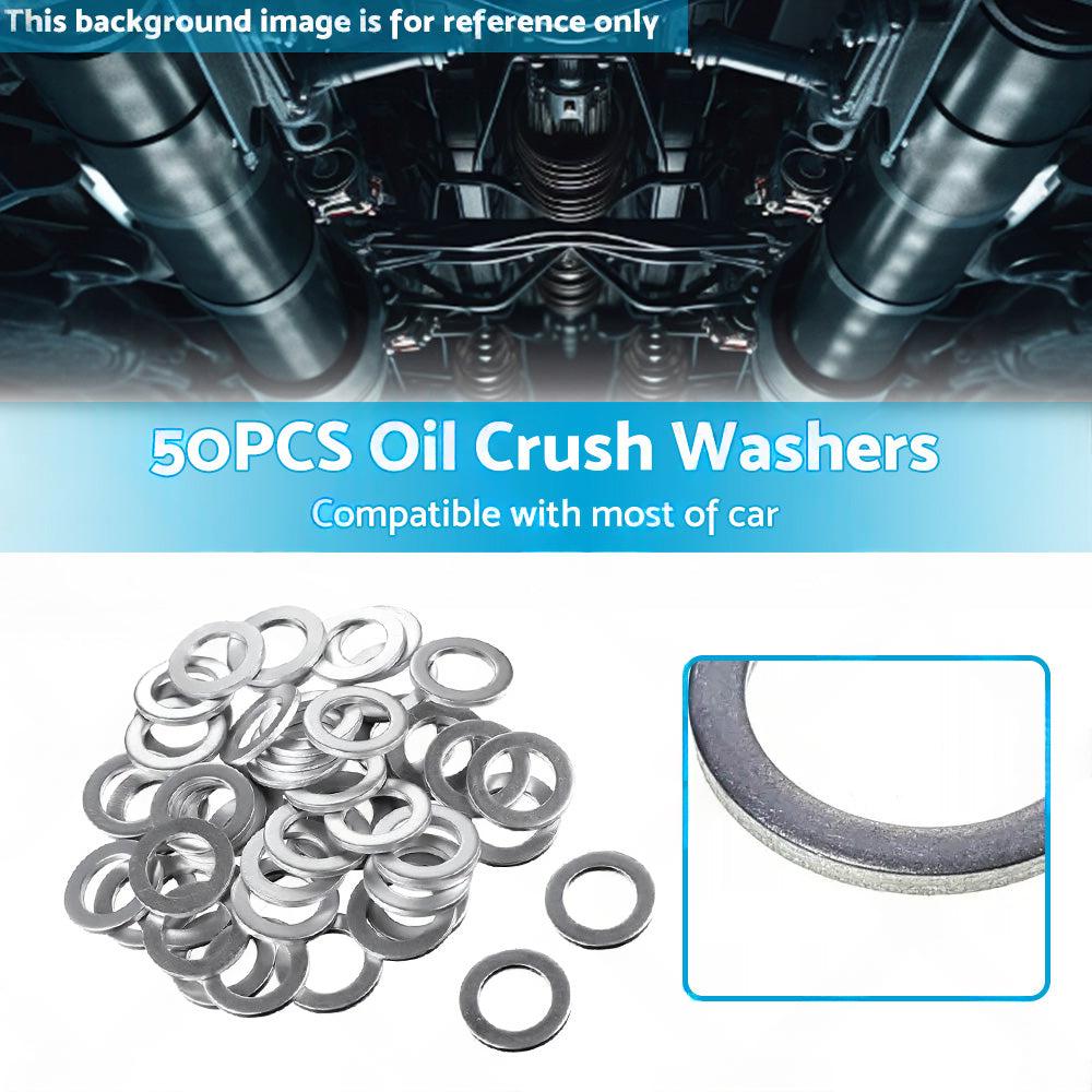 50PCS Car Engine Oil Crush Washers Drain Plug Gaskets ID 14mm , OD 22mm Aluminum.