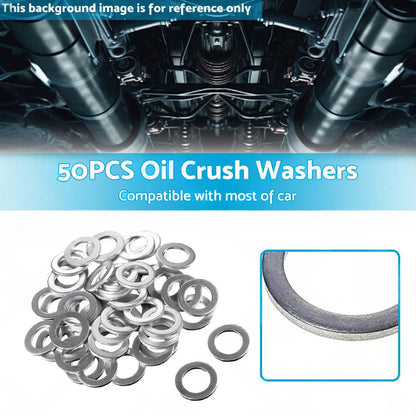 50PCS Car Engine Oil Crush Washers Drain Plug Gaskets ID 14mm , OD 22mm Aluminum.