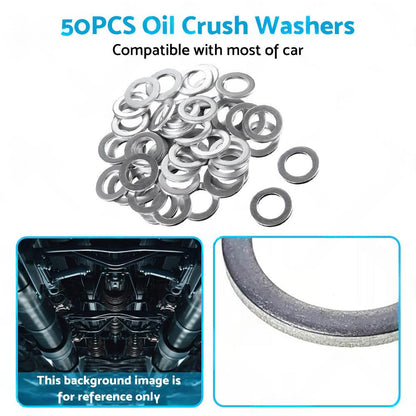 50PCS Car Engine Oil Crush Washers Drain Plug Gaskets ID 14mm , OD 22mm Aluminum.