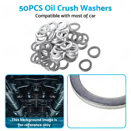 50PCS Car Engine Oil Crush Washers Drain Plug Gaskets ID 14mm , OD 22mm Aluminum.