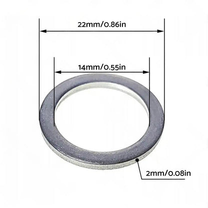50PCS Car Engine Oil Crush Washers Drain Plug Gaskets ID 14mm , OD 22mm Aluminum.