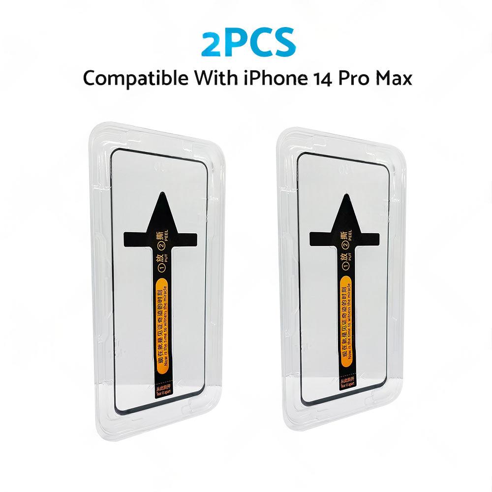 2PCS Tempered Glass Screen Protector Suitable For iPhone 14/ Pro/ Max/ Plus.
