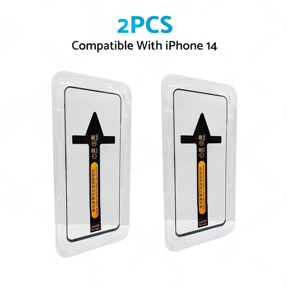 2PCS Tempered Glass Screen Protector Suitable For iPhone 14/ Pro/ Max/ Plus.