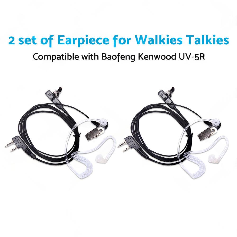 2PCS Covert Acoustic Tube Earpiece Headset Mic Suitable for Baofeng Kenwood.