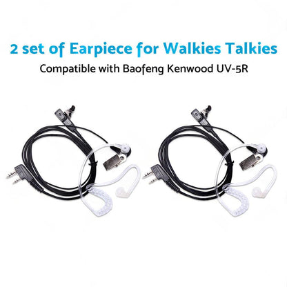2PCS Covert Acoustic Tube Earpiece Headset Mic Suitable for Baofeng Kenwood.