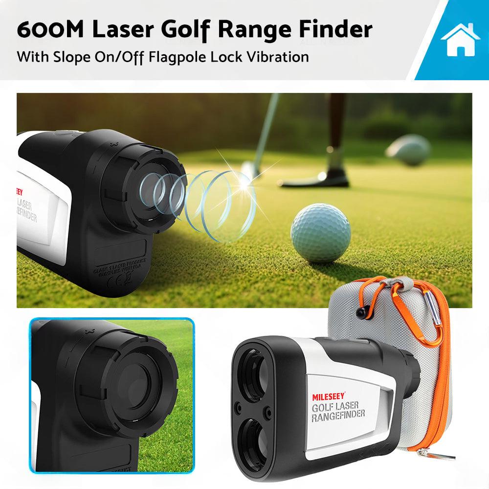 Mileseey 600M Golf Laser Range Finder with Slope On Off Flagpole Lock Vibration.