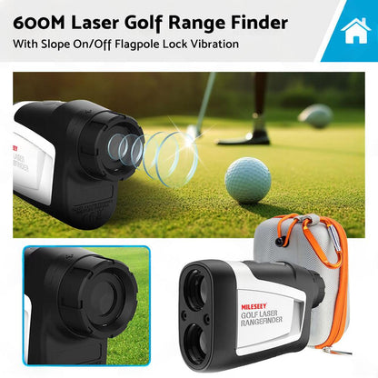 Mileseey 600M Golf Laser Range Finder with Slope On Off Flagpole Lock Vibration.